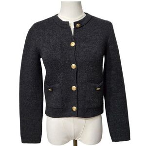 Women's Grey and Gold Cardigan